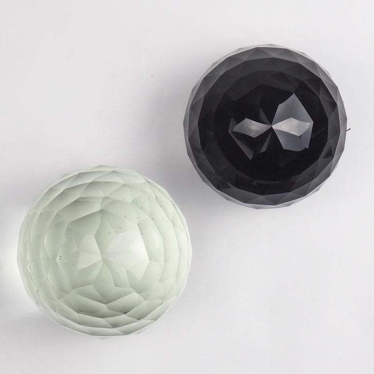 Pair Of 19th Century Victorian Faceted Cut Glass Paperweights photo furniture
