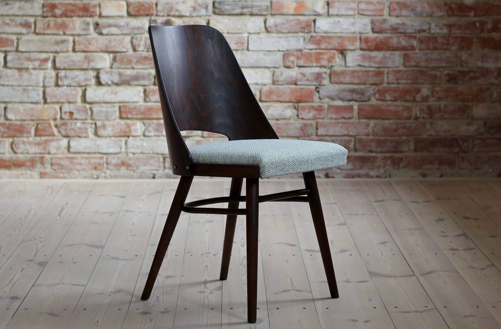 1500.0 Set Of 4 Dining Chairs By Radomir Hofman For Ton, Model 514, Reupholstered In Creamy Mint Boucle By Sahco photo