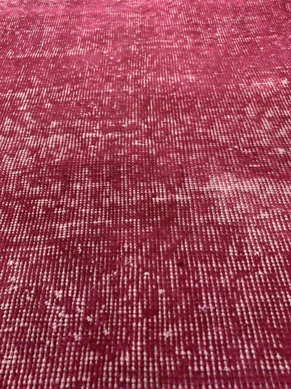 Distressed Turkish Narrow Runner Wool Vintage Rug, Over Dyed Pink photo furniture