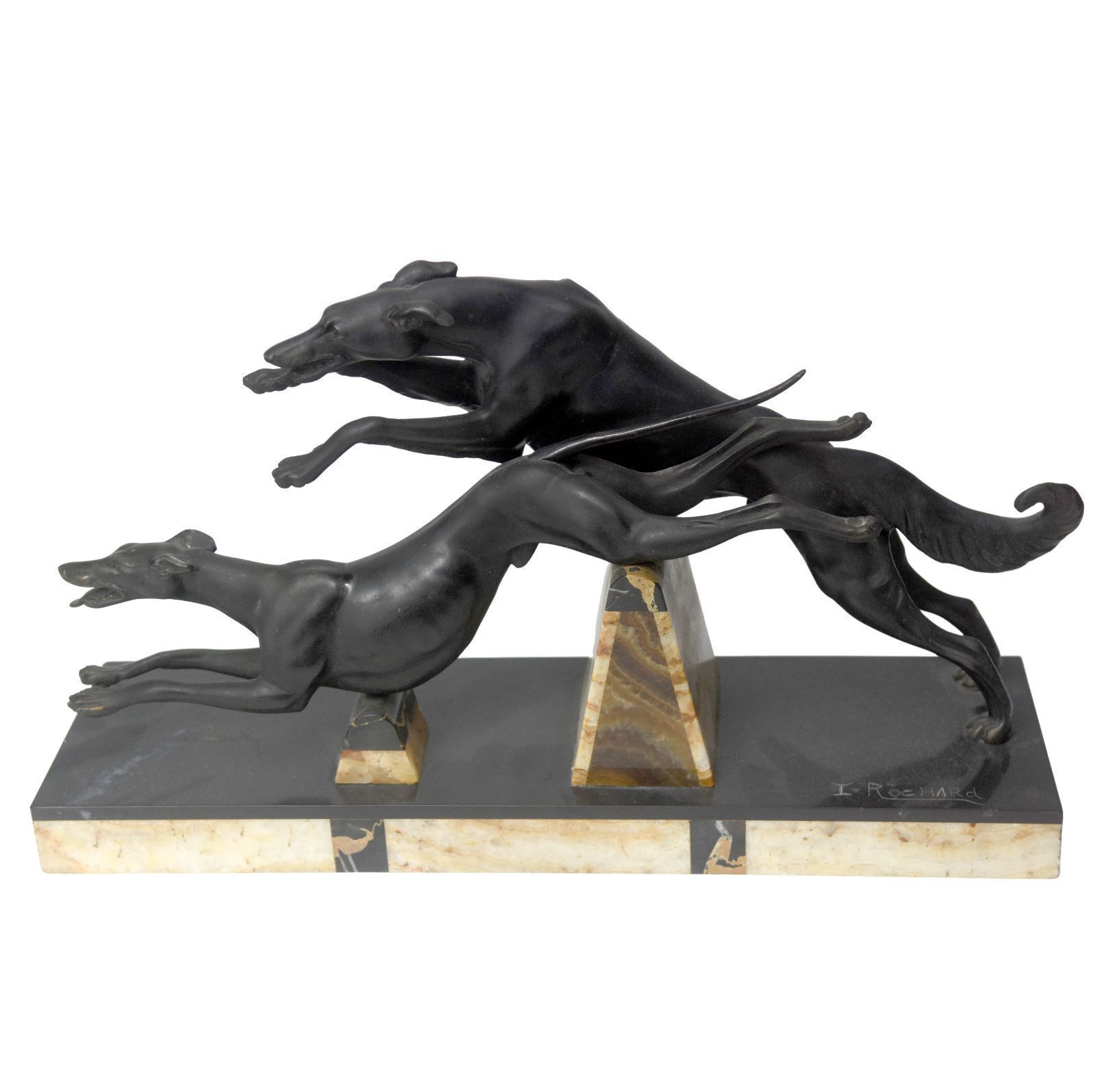 1930 Sculpture Of Irénée Rochard With Greyhound Racing Dogs photo furniture