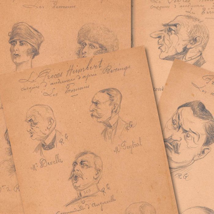 Series Of 12 Courtroom Drawings II Ird Republic The Humbert Case