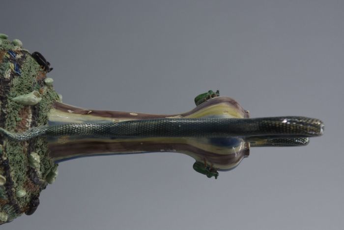 photo furniture Ceramic Vase With Snake In The Spirit Of Bernard Palissy