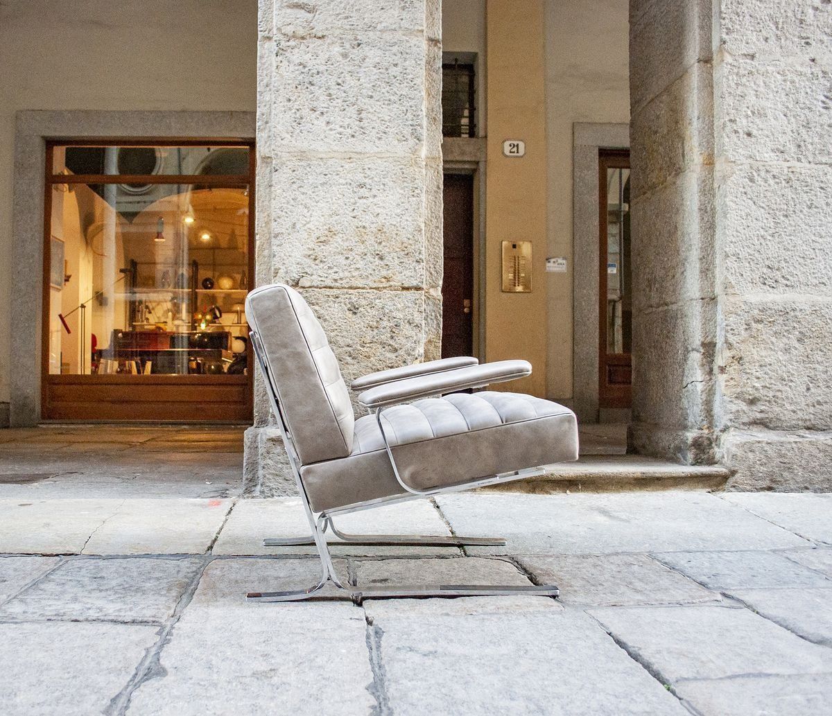 Stalen Fauteuil Met Leren Bekleding, Jaren 1970 photo buy