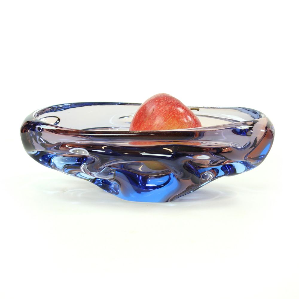 Art Glass Bowl In Blue By Jan Beranek For Skrdlovice, Czechoslovakia, Circa 1960 photo for sale