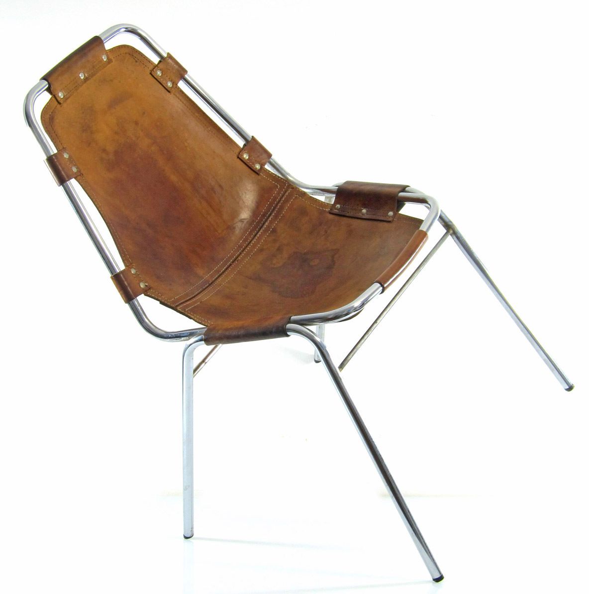 Charlotte Perriand Leather Les Arcs Chair Mid Century Design photo vintage