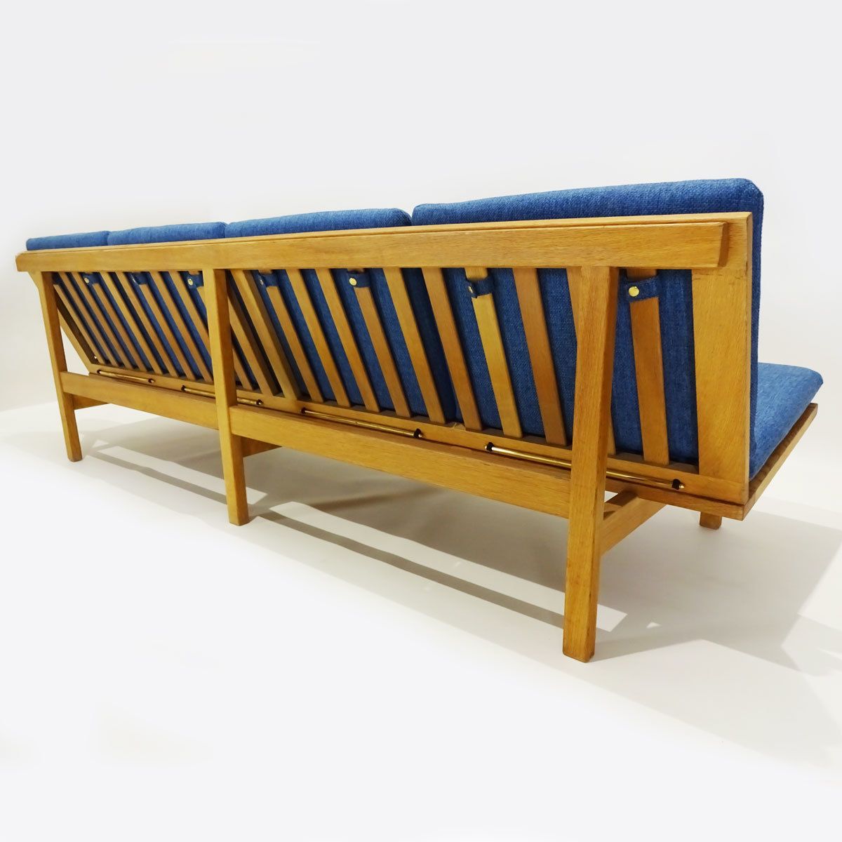 Danish Mid Century Børge Mogensen 4 Seater Oak Bench Sofa And Two Armchairs. photo vintage