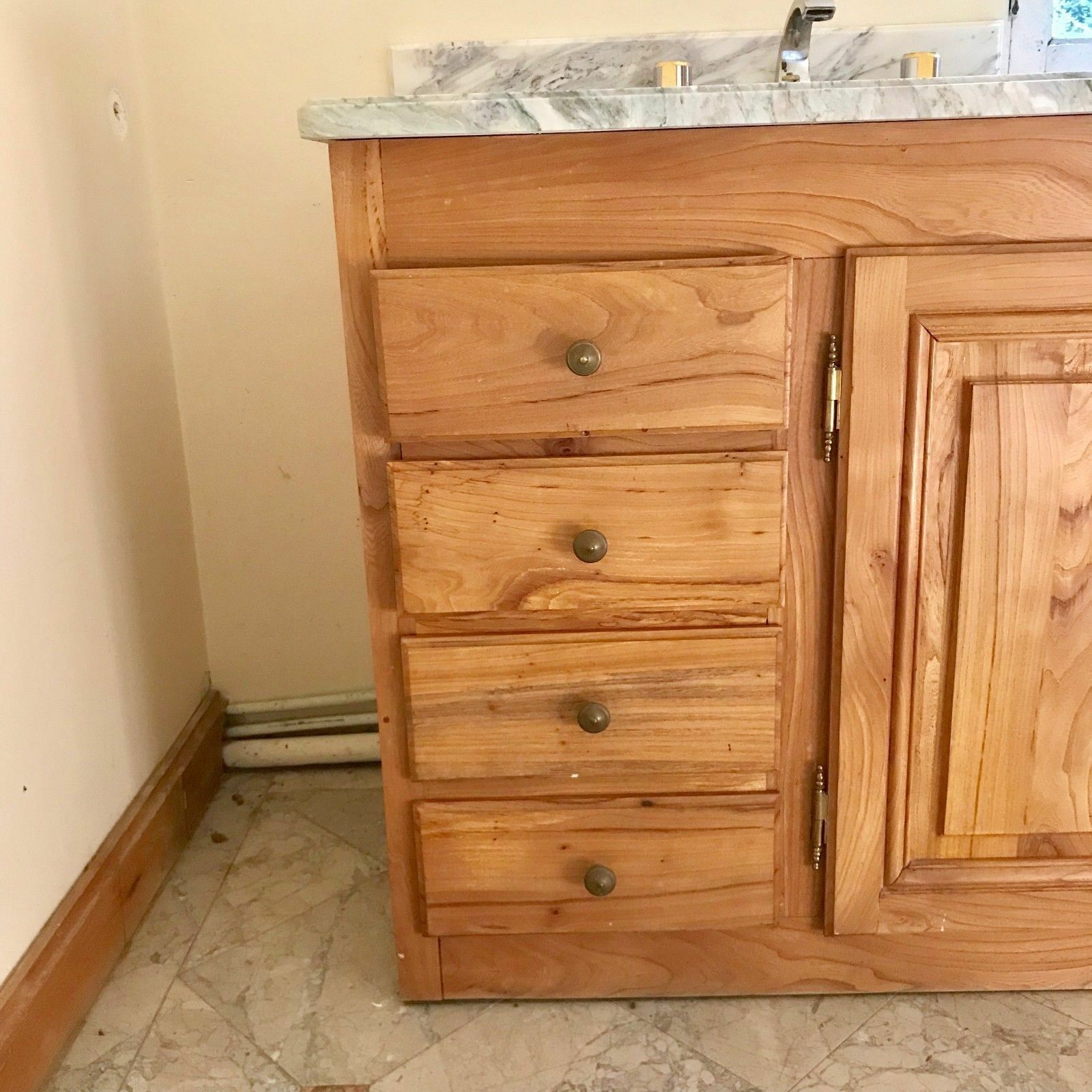 Double Washbasin Cabinet Marble Top Bathroom Cabinet photo Furniture