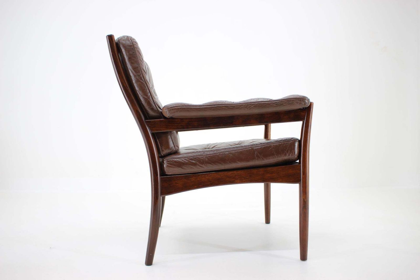 Mid Century Scandinavian Leather Armchair   1960 / Sweden / G Mobler photo for sale