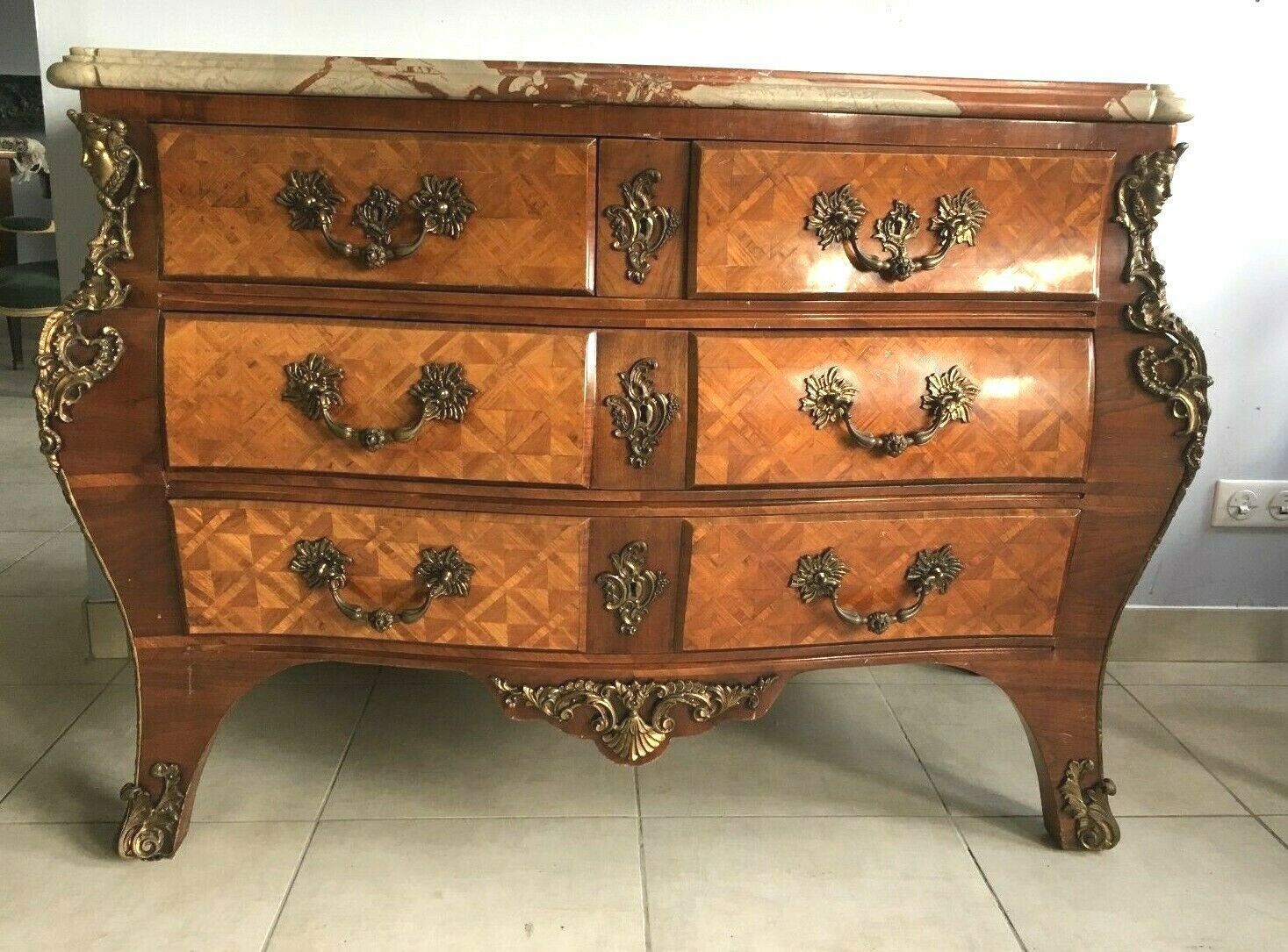Louis XIV Style Tomb Chest Of Drawers Marquetry Chest Of Drawers Curved Chest Of Drawers Desk