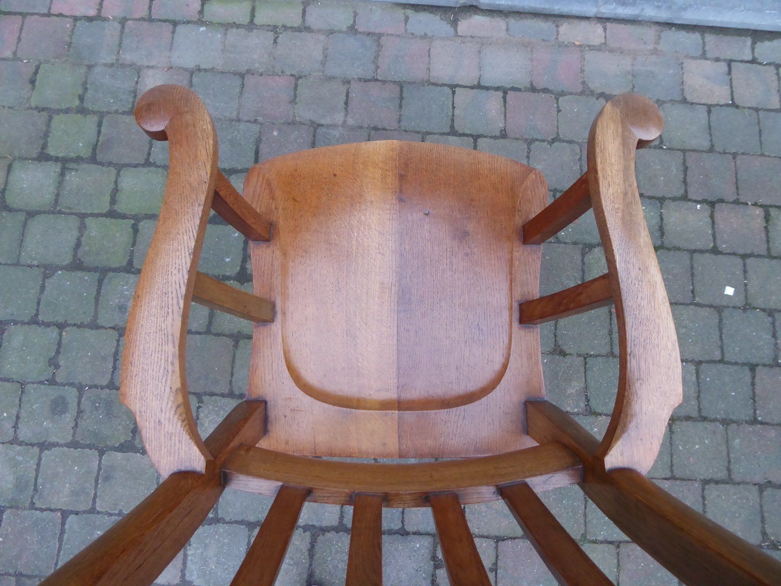Art Nouveau British Oak Armchair From Bennett Bros Birmingham, 1890s photo 988.28
