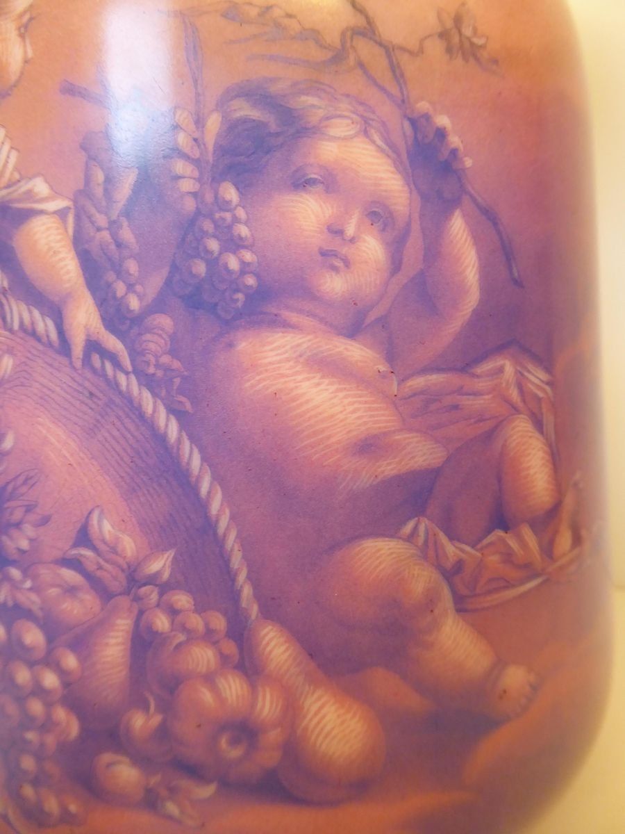 Large Antique Hand Painted Opaline Glass Vase photo for sale