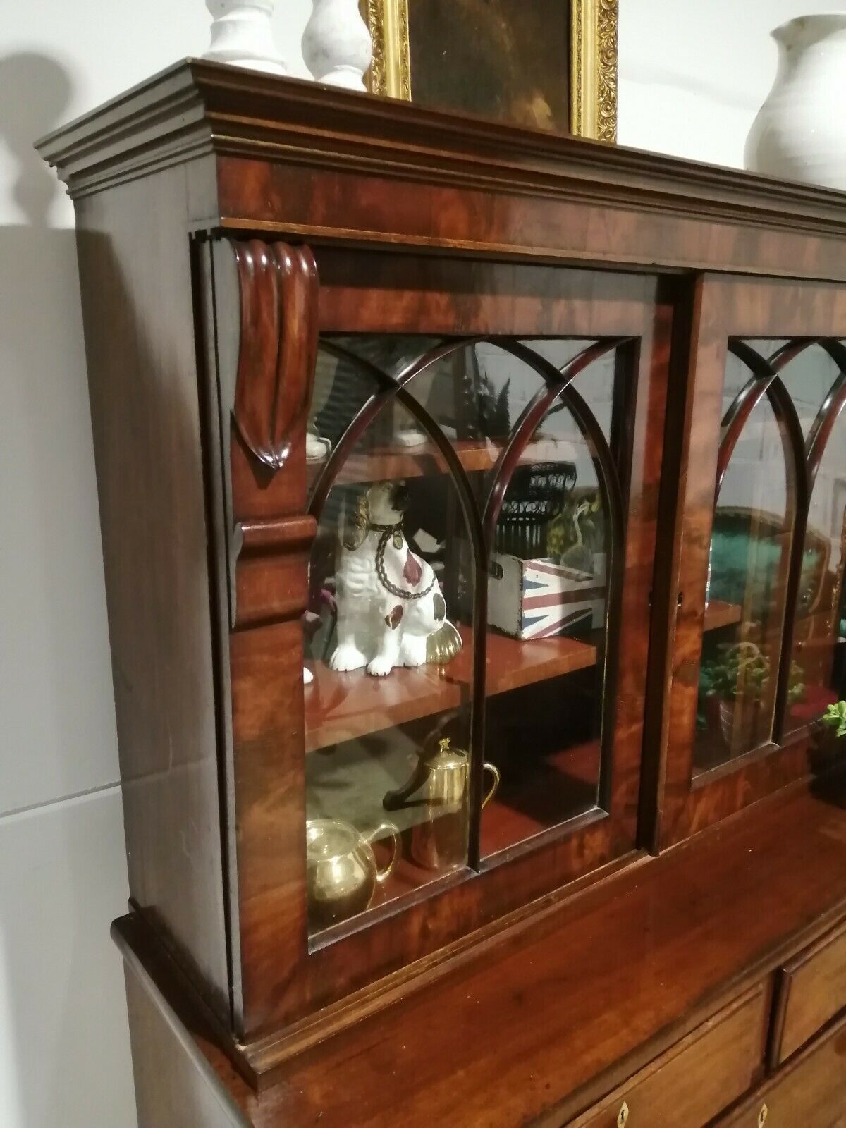 Antique Mahogany Early 19th Century Bookcase Cupboard On Chest C1840 photo for sale