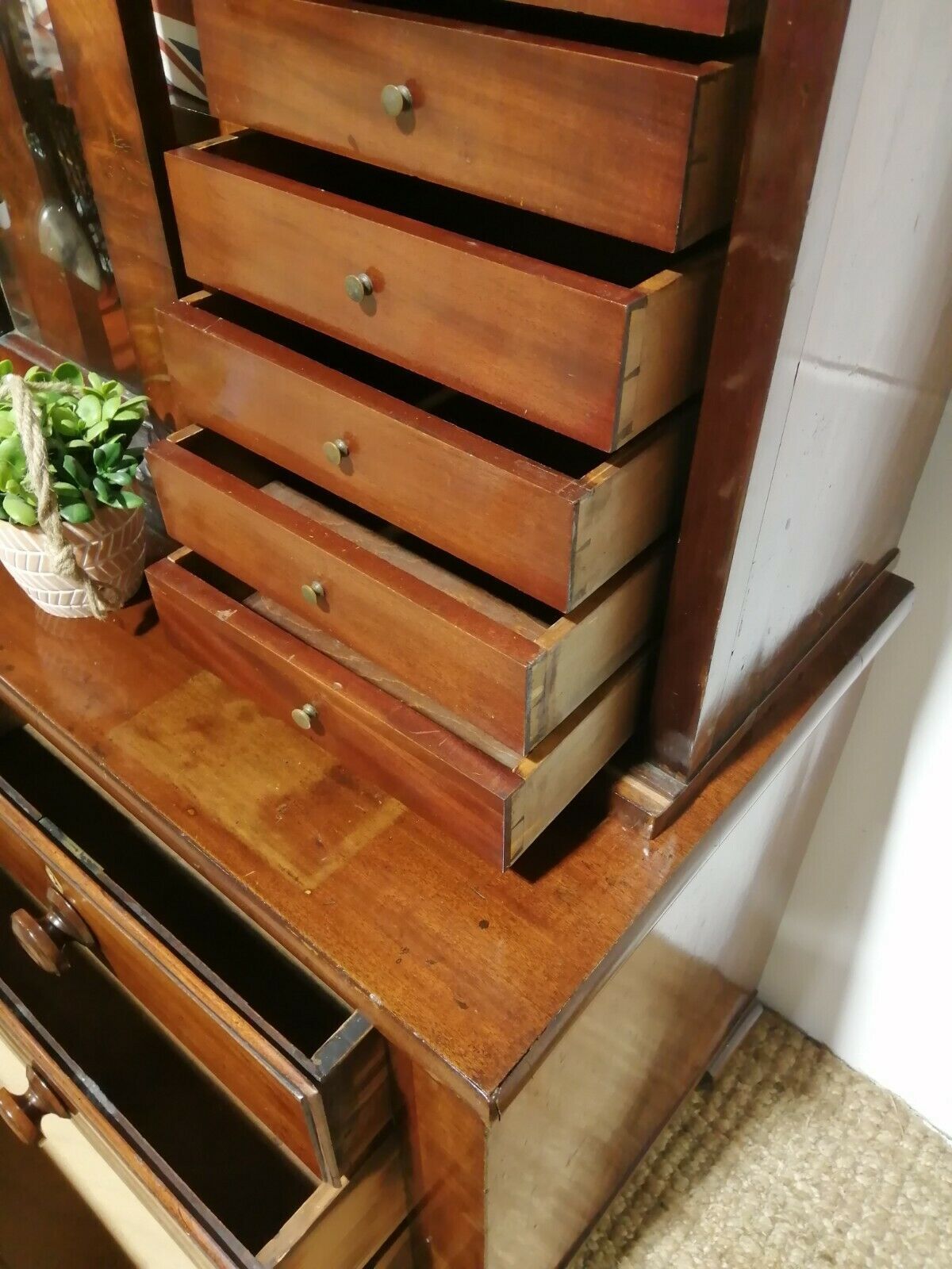 photo furniture Antique Mahogany Early 19th Century Bookcase Cupboard On Chest C1840