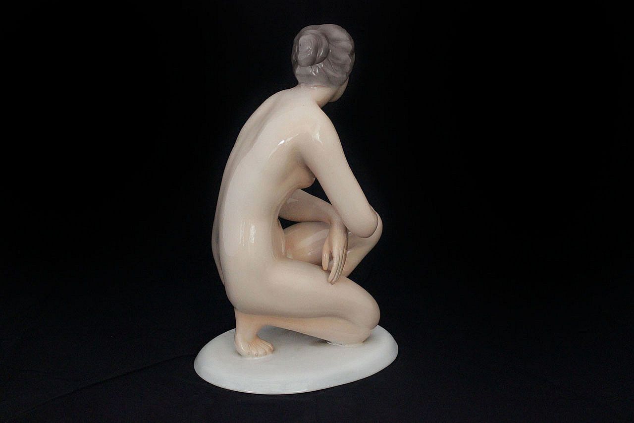 Ceramic Sculpture Of Girl With The White Dove In The Hand Of Ronzan, 1940s photo for sale