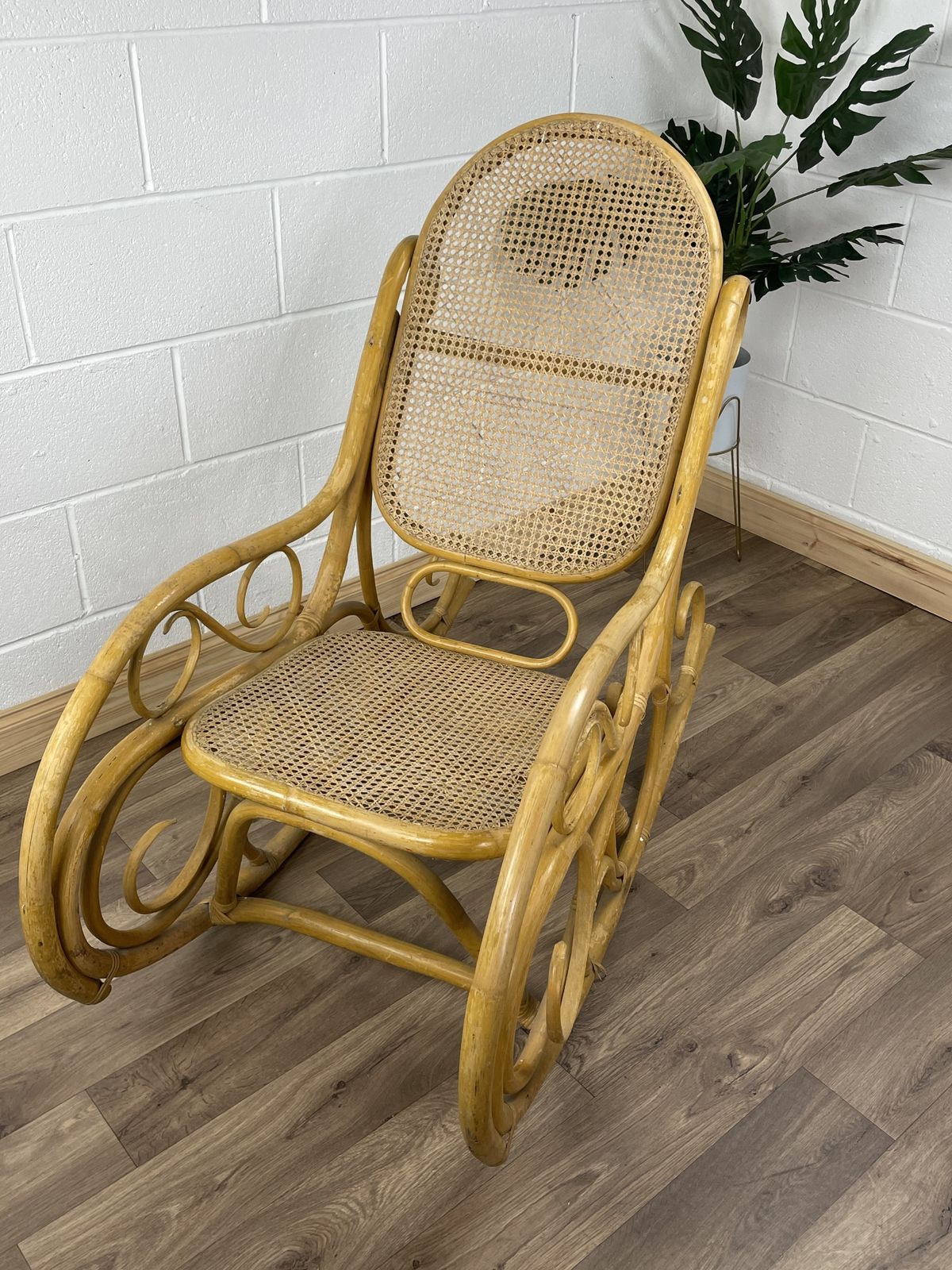 Mid Century Bamboo Rocking Chair, Large In The Style Of Thonet Boho photo furniture