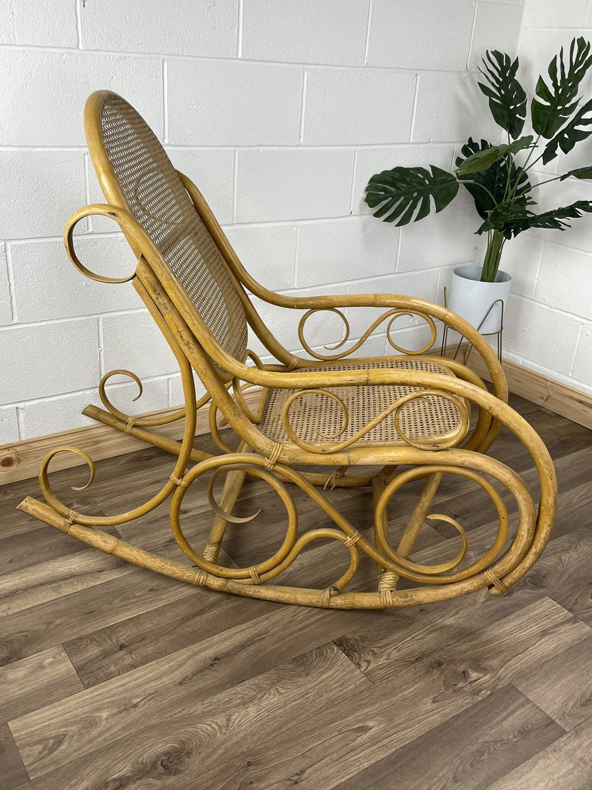 Mid Century Bamboo Rocking Chair, Large In The Style Of Thonet Boho photo Furniture
