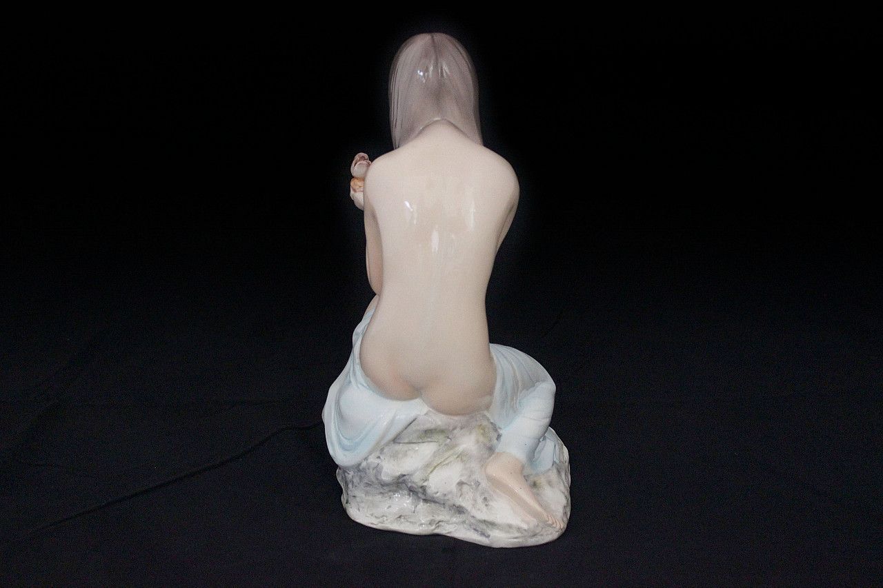 Ceramic Sculpture Naked Girl With Nest By Giovanni Ronzan For Ronzan Turin, 1940s photo for sale