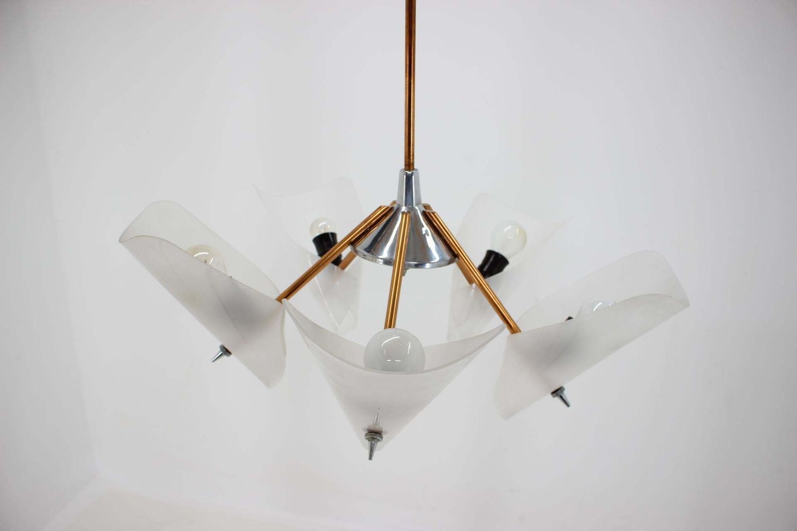 Design Midcentury Brass Pendant / Chandelier   Around 1960s photo vinterior
