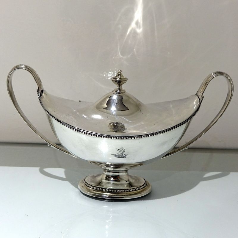 18th Century Antique George III Sterling Silver Pair Sauce Tureens London 1786 John Scofield photo for sale