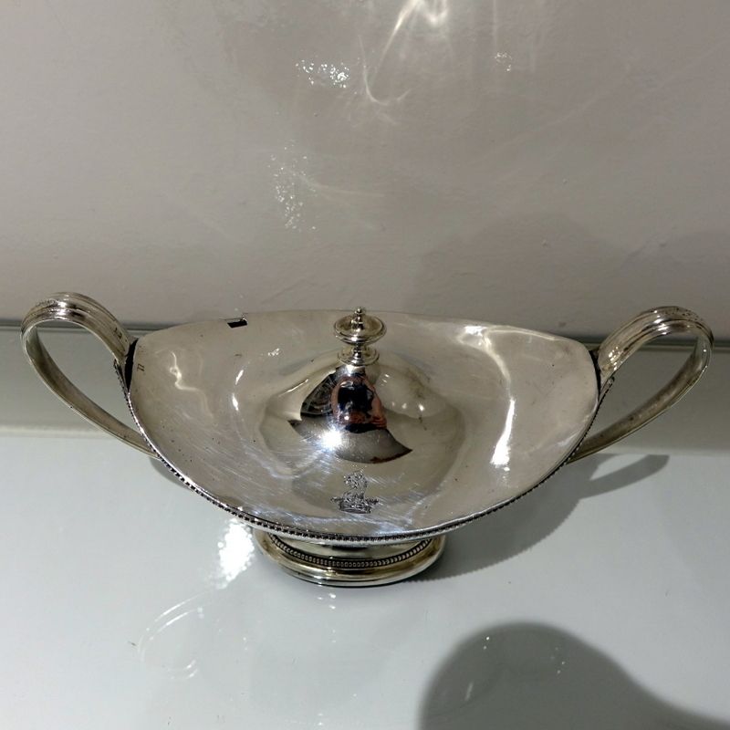 photo for sale 18th Century Antique George III Sterling Silver Pair Sauce Tureens London 1786 John Scofield