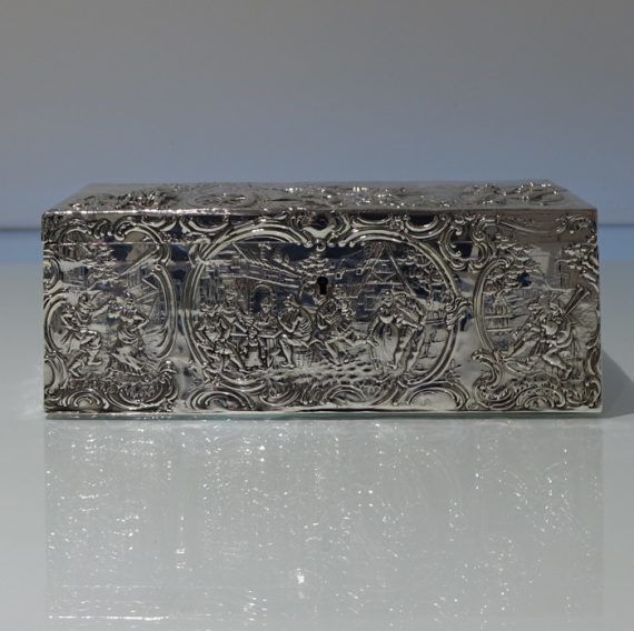 Early 20th Century Antique Silver Edwardian Import Marked Large Jewellery Casket Chester 1902 Berthold Muller photo furniture