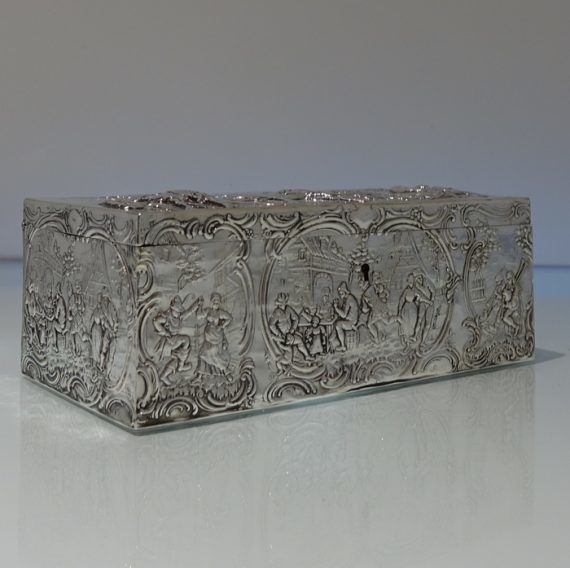 Early 20th Century Antique Silver Edwardian Import Marked Large Jewellery Casket Chester 1902 Berthold Muller photo for sale