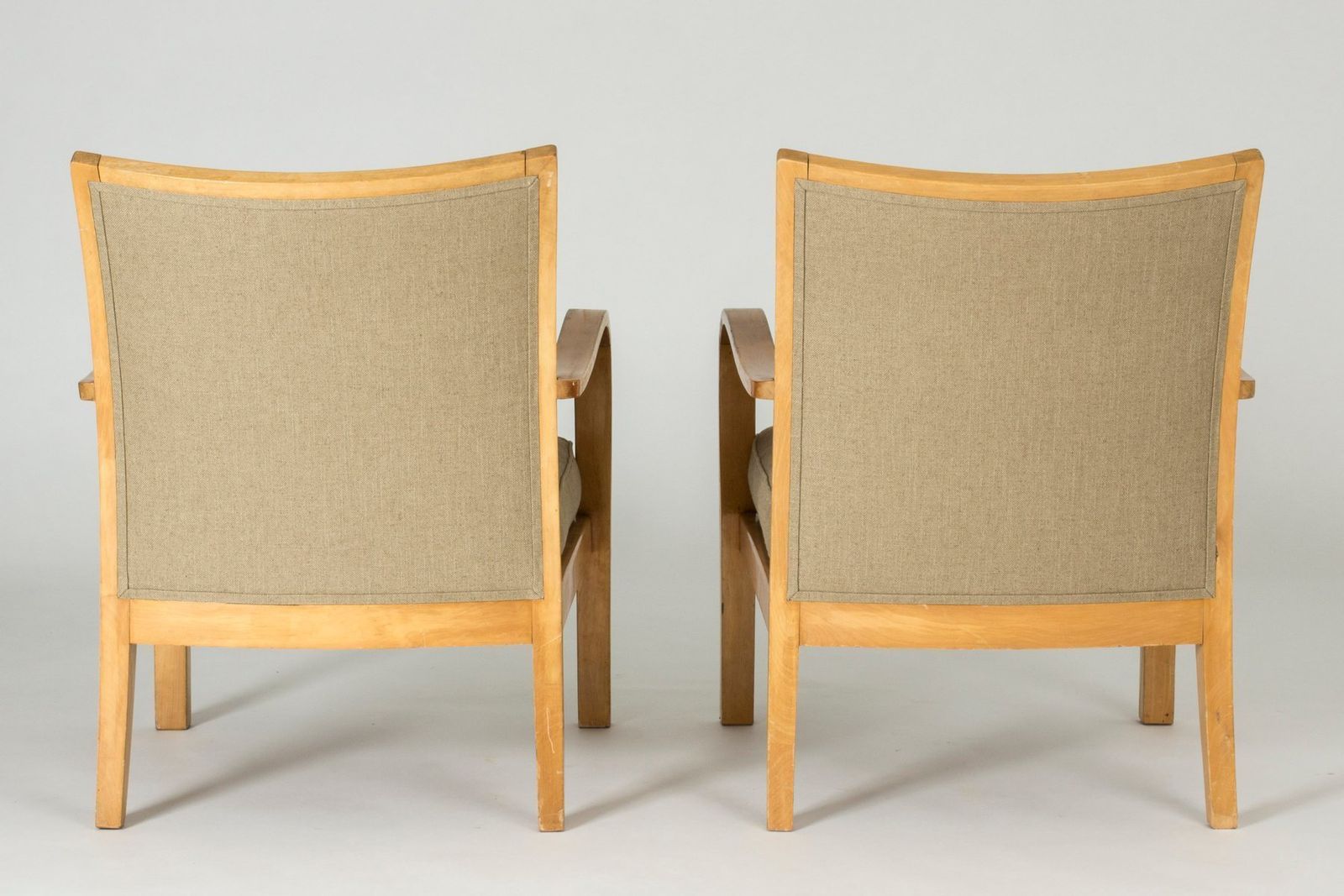 Birch And Linen Lounge Chairs By Axel Larsson For Bodafors, Sweden, 1930s, Set Of 2 photo 6326.0
