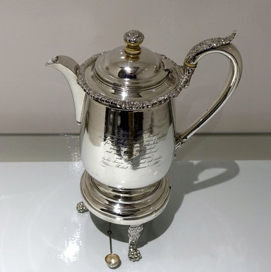 Early 19th Century Antique Silver Indian Colonial Biggin On Stand Calcutta 1819 1825 Cropley & Co photo Home Decor