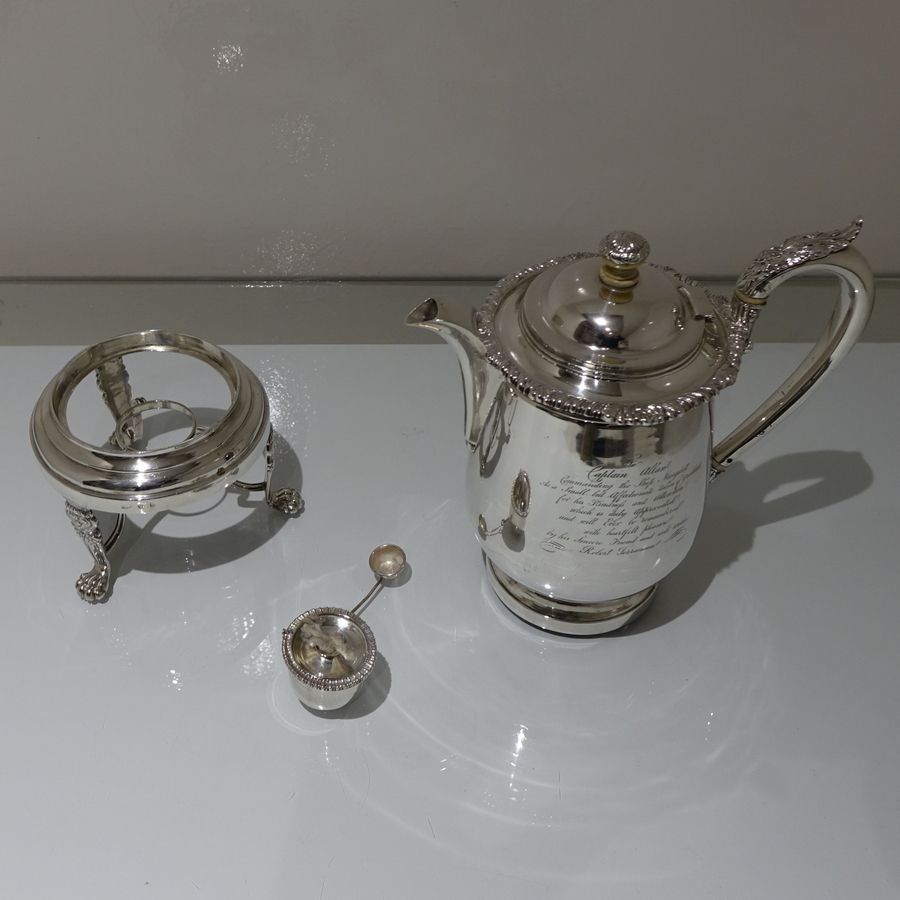 Early 19th Century Antique Silver Indian Colonial Biggin On Stand Calcutta 1819 1825 Cropley & Co photo vinterior