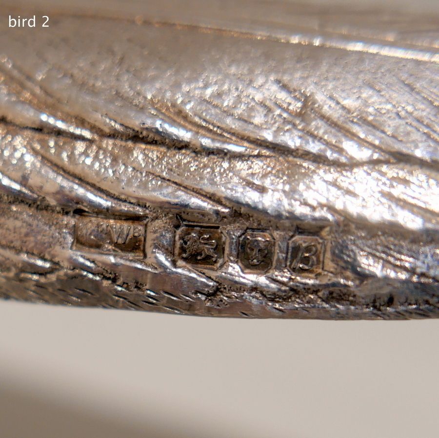 photo buy 20th Century Modern Sterling Silver Pair Of Large Pheasants London 1976 Mappin & Webb