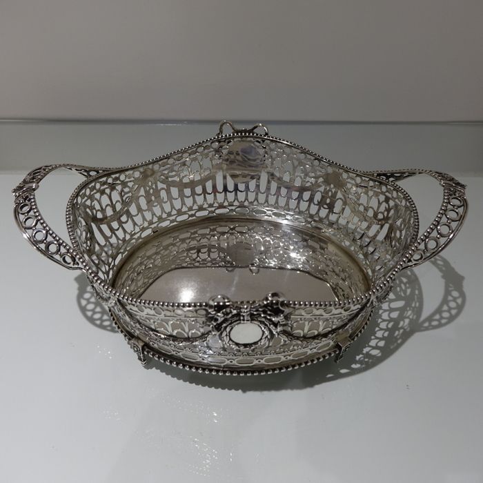 Early 20th Century George V Antique Sterling Silver Basket London 1911 Wakely & Wheeler photo furniture