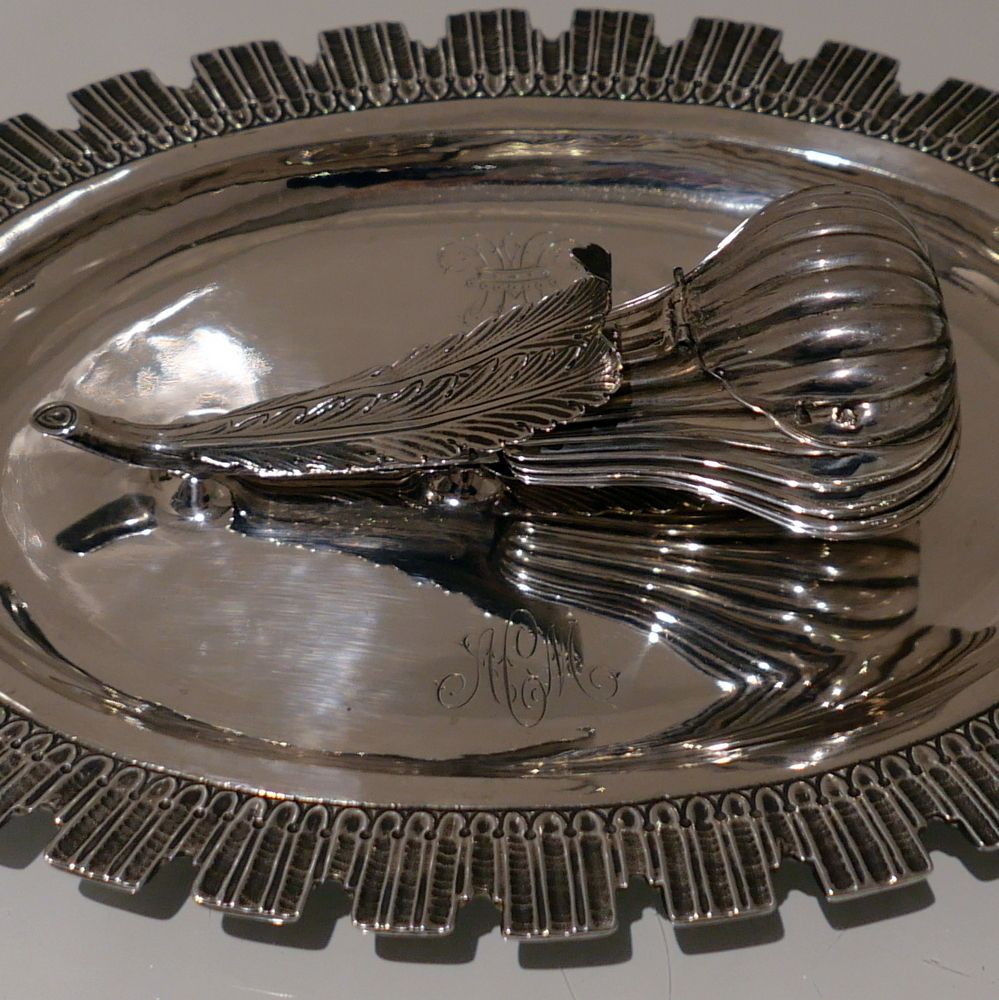 Mid 19th Century Antique Victorian Sterling Silver Desk Inkwell London 1864 George Fox photo buy
