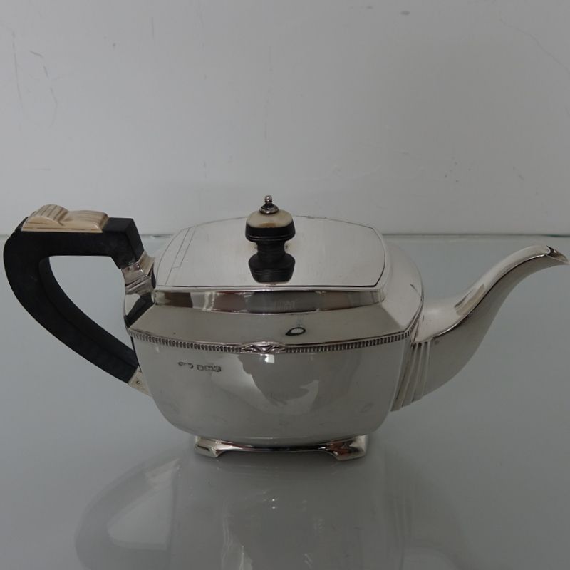 Sterling Silver Art Deco 4 Pc Tea & Coffee Set Sheffield 1942 Strong & Woodhatch photo Home Decor