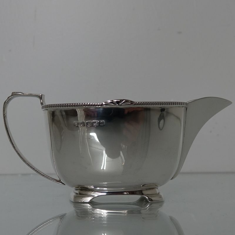 Sterling Silver Art Deco 4 Pc Tea & Coffee Set Sheffield 1942 Strong & Woodhatch photo vinterior