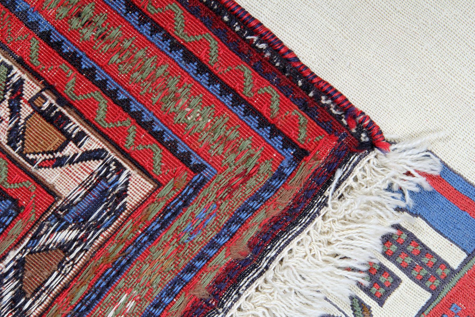Floral Flat Woven Afghan Kilim Rug, Handmade Oriental Wool Rug  120x212cm photo vinterior