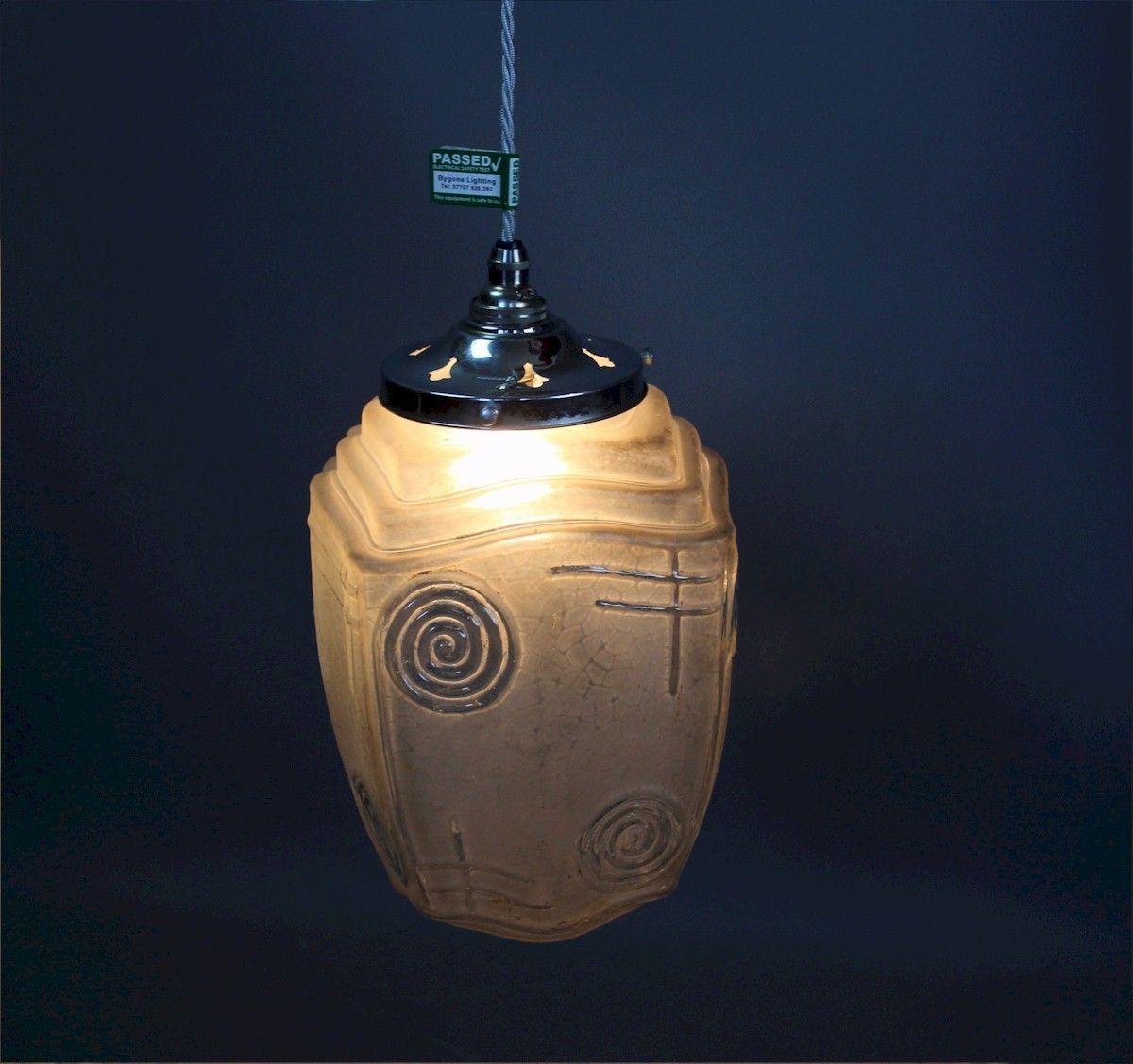 Art Deco Glass Pendant Light Shade Stepped And Geometric Design photo for sale