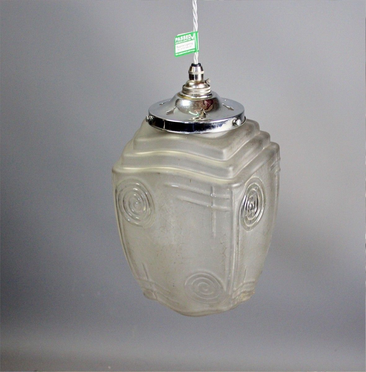 Art Deco Glass Pendant Light Shade Stepped And Geometric Design photo Lighting