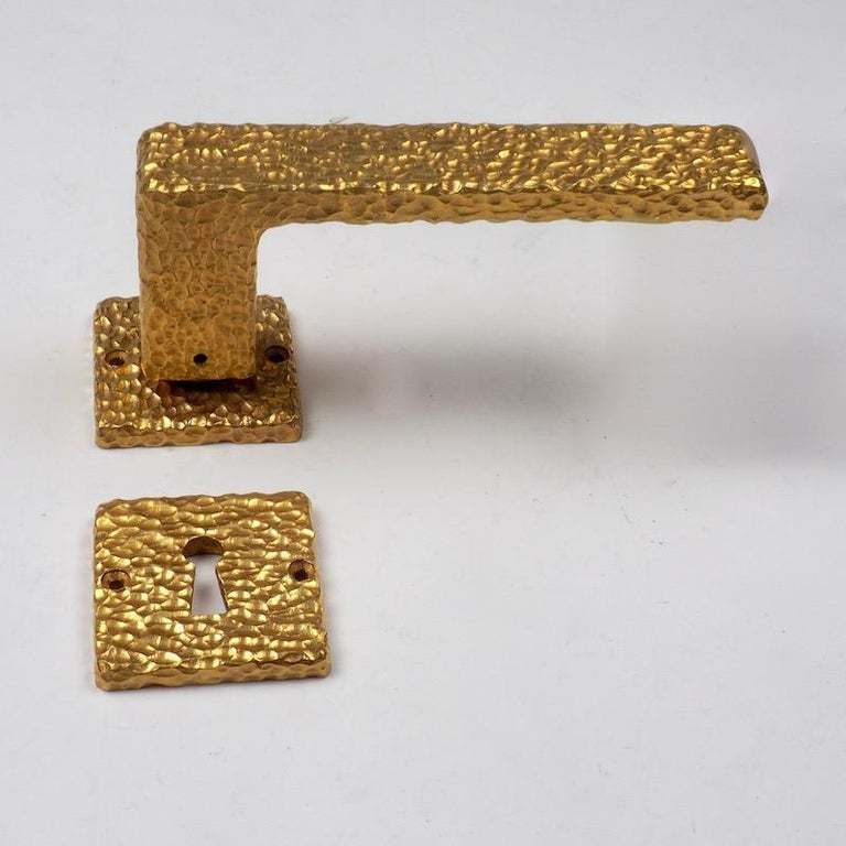 photo for sale Three Sets Of French 1970s Gilt Door Handles With Matching Key Plates