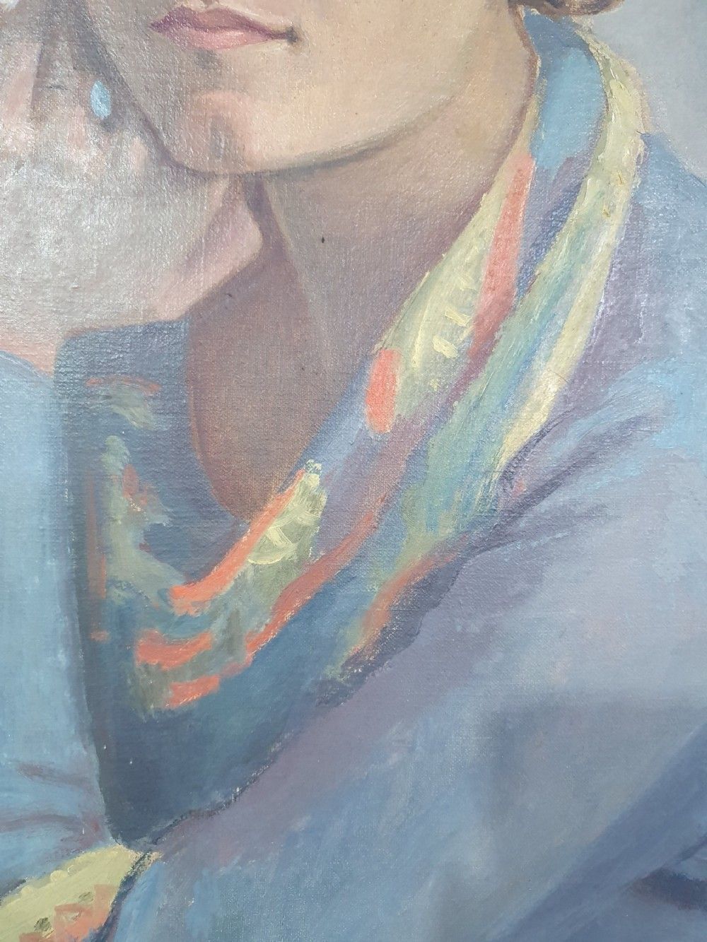 Portrait Of Young Girl, Art Deco French Oil On Canvas. Dated 1933 photo for sale