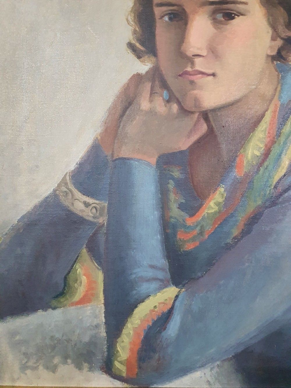 Portrait Of Young Girl, Art Deco French Oil On Canvas. Dated 1933 photo buy