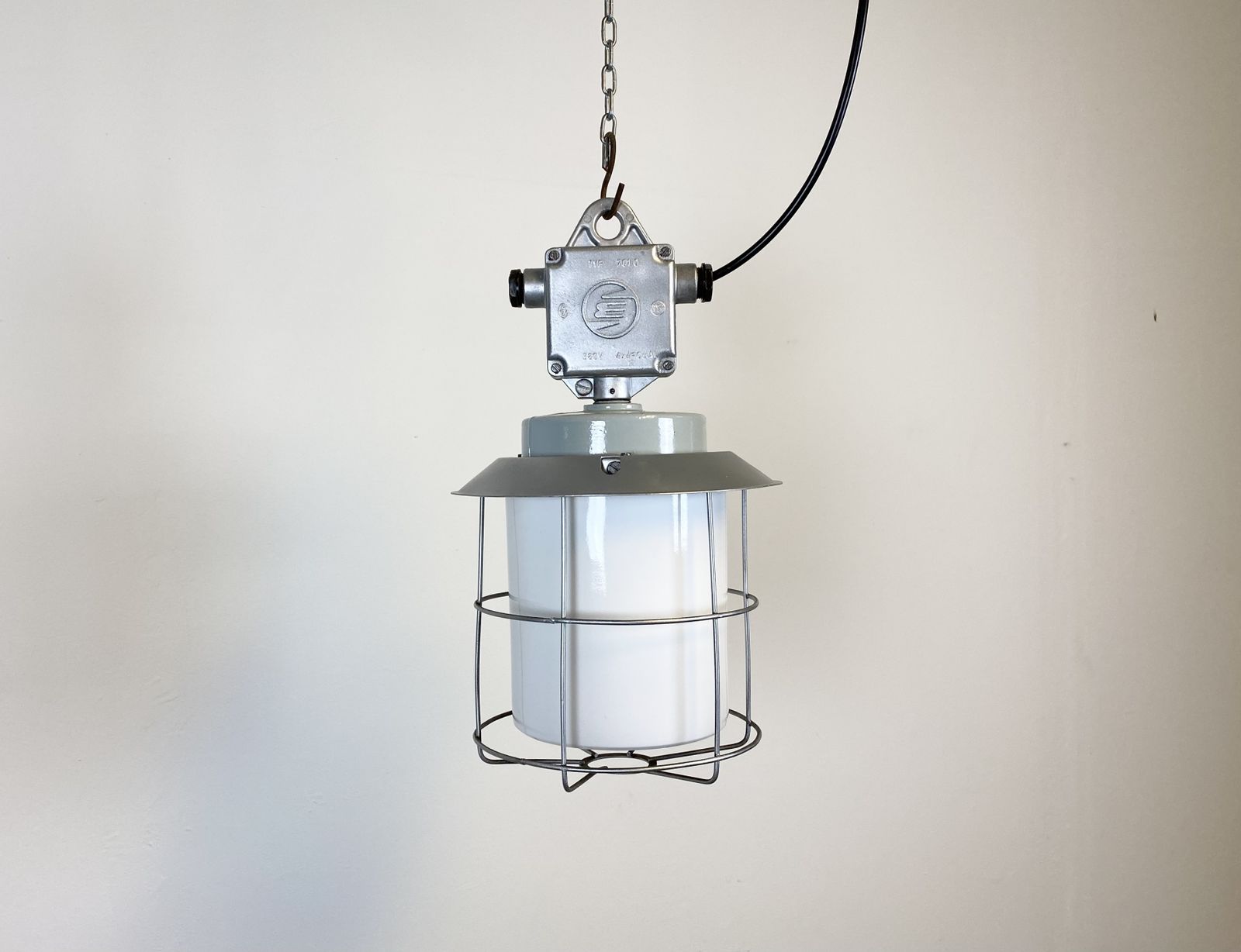 Vintage Industrial Aluminium Lamp With Milk Glass, 1970s, 12x photo Lighting