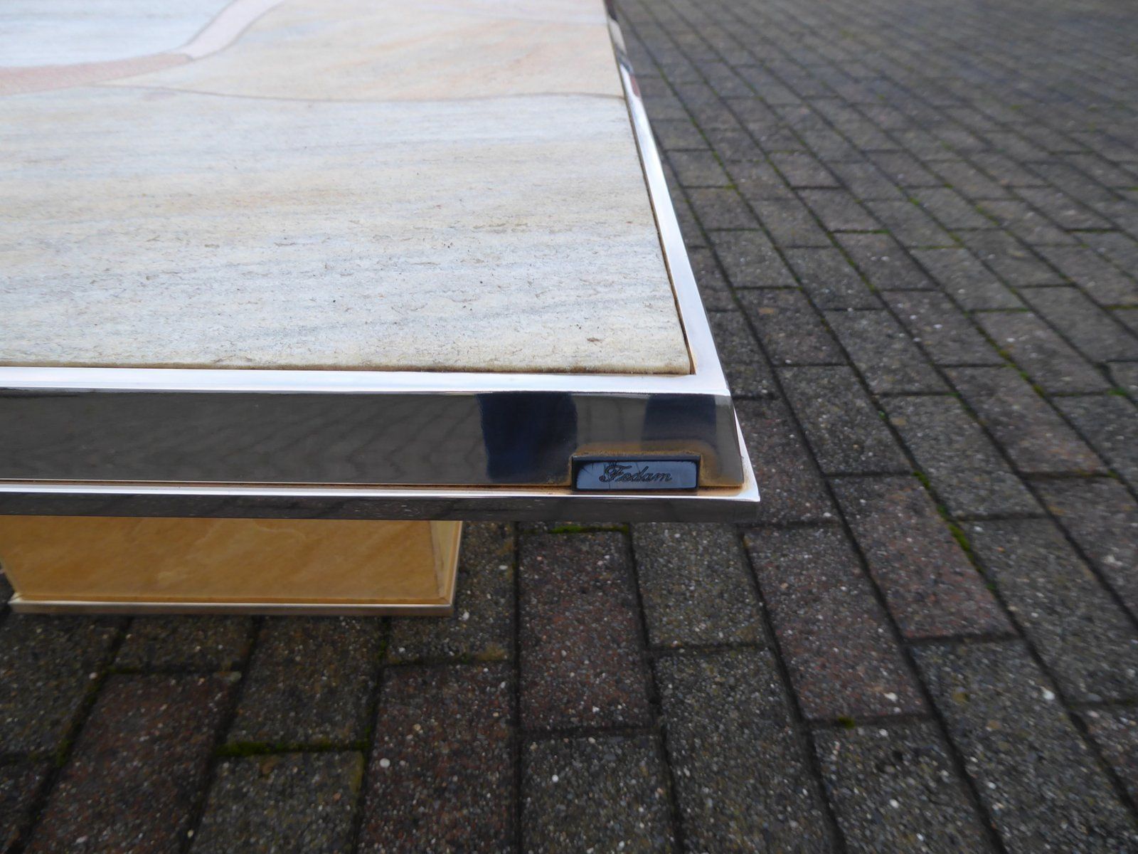 Inlaid Marble And Brass Coffee Tables By Paul Kingma For Fedam, 1970s, Set Of 2 photo furniture