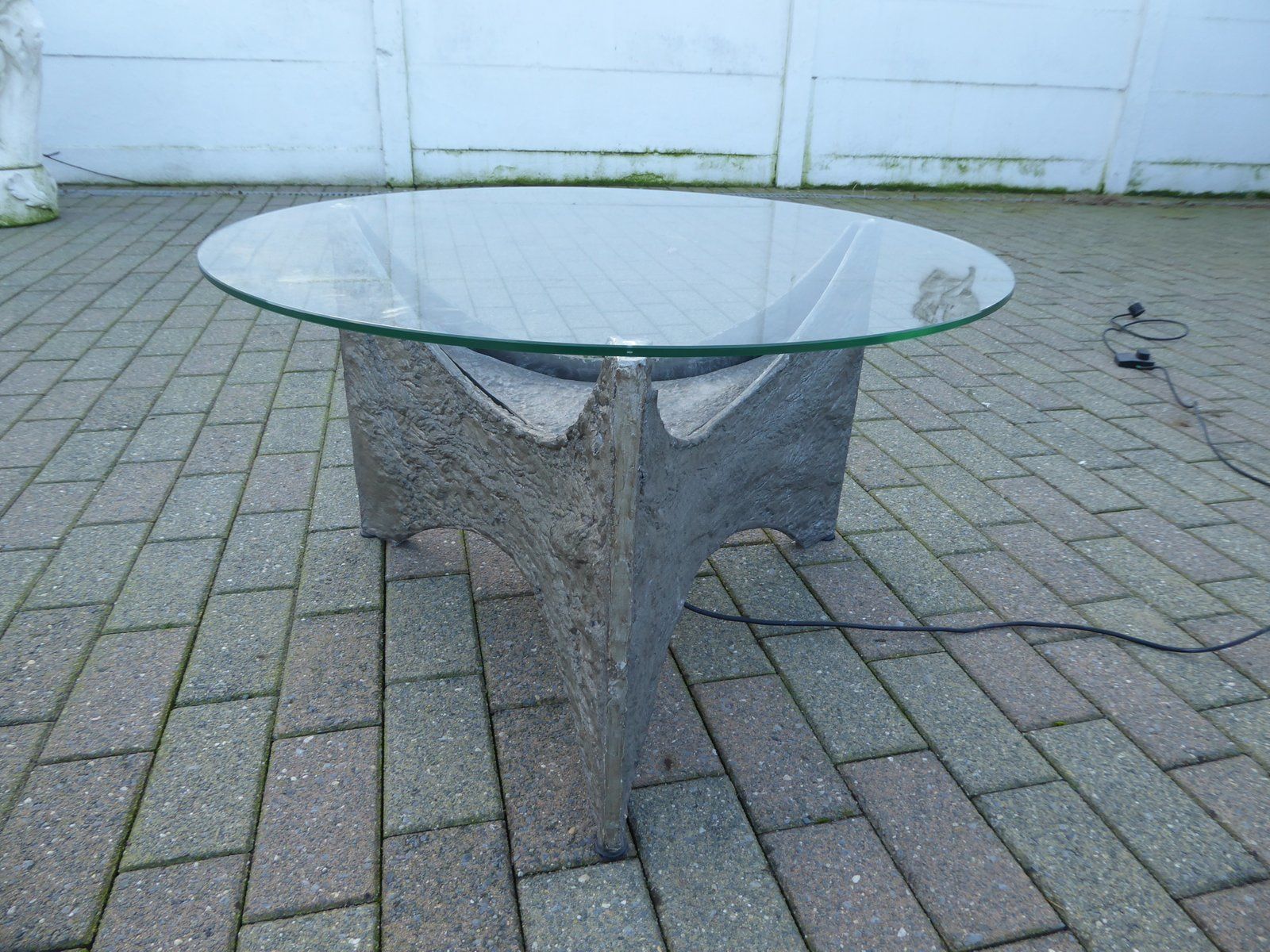 Mid Century Aluminum Brutalist Coffee Table With Lamp photo Furniture