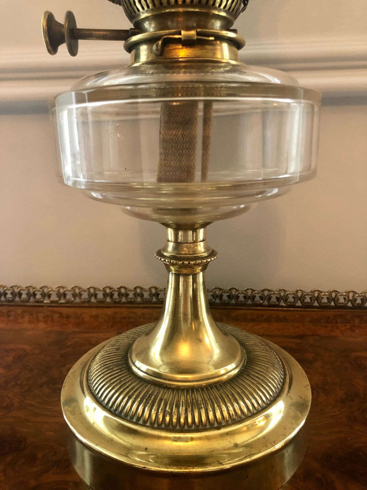 19th Century Antique Victorian Brass Oil Lamp photo Lighting