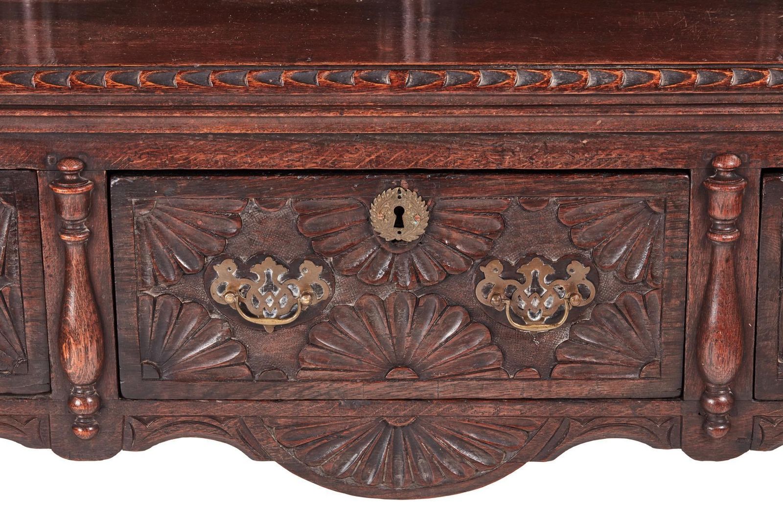Fantastic 19th Century Antique Carved Oak Dresser photo vintage