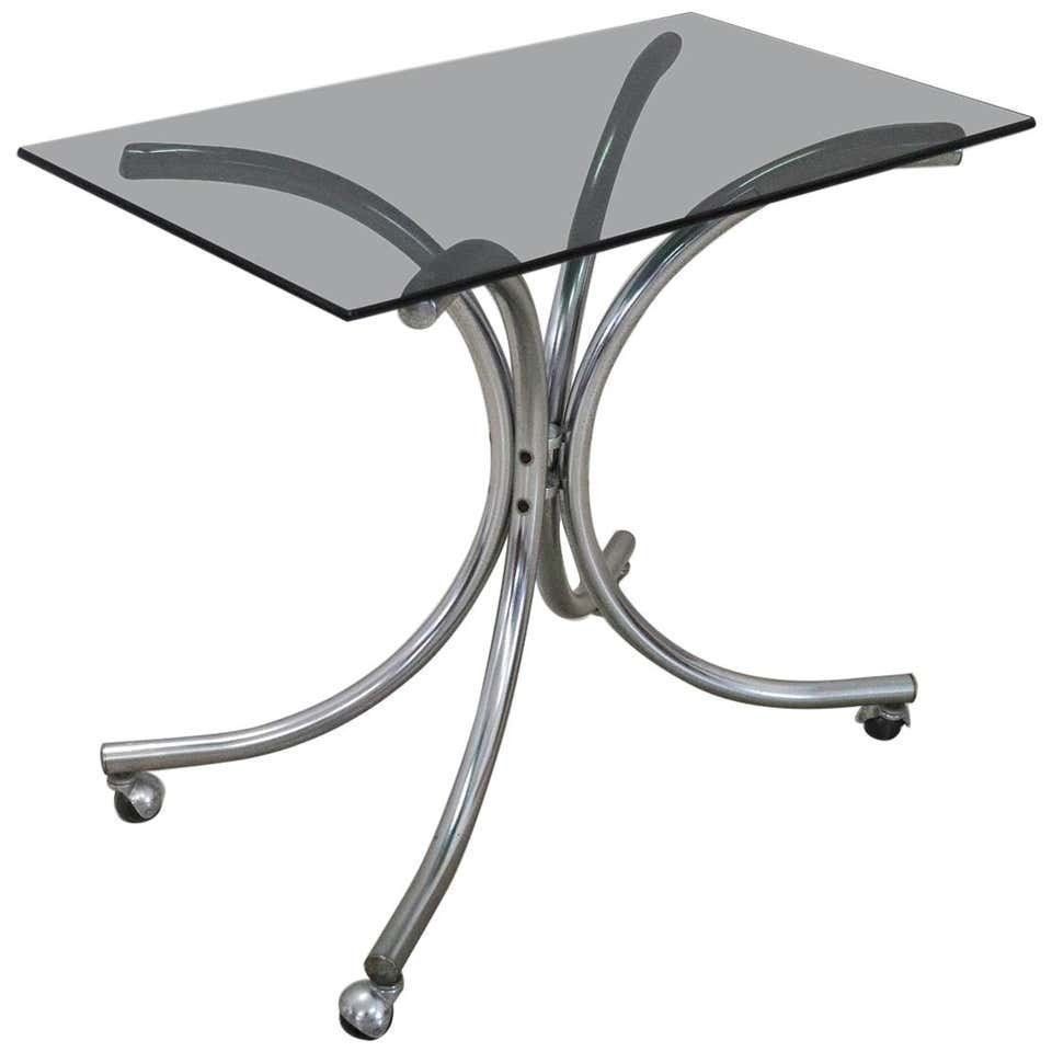 Vintage Chrome And Glass Drinks Trolley Or Bar Cart, 1980s photo furniture