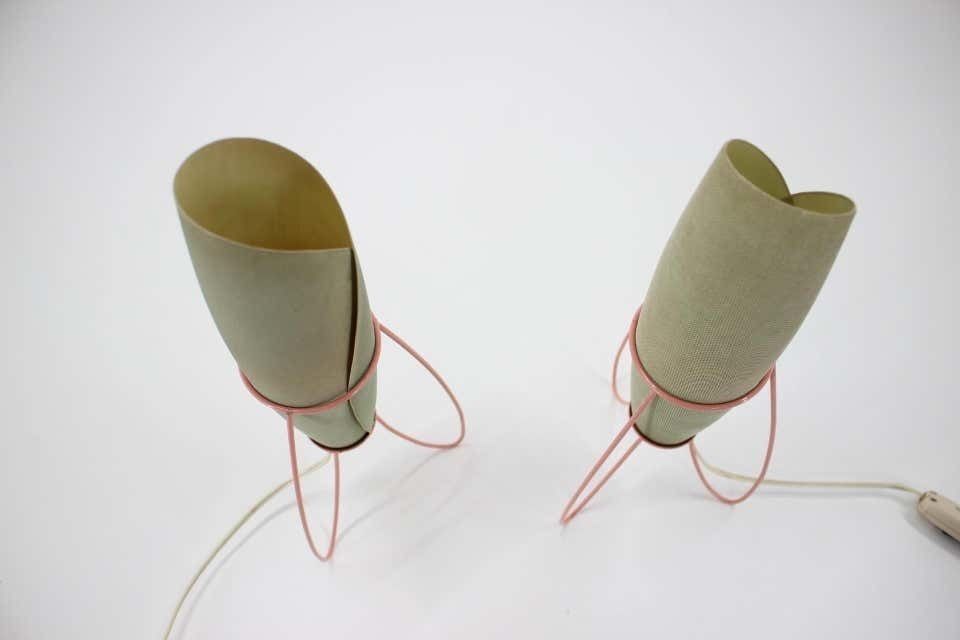 Pair Of Two Space Age Rare Table Lamps, Rockets By Pokrok Zilina / 1960s photo Lighting