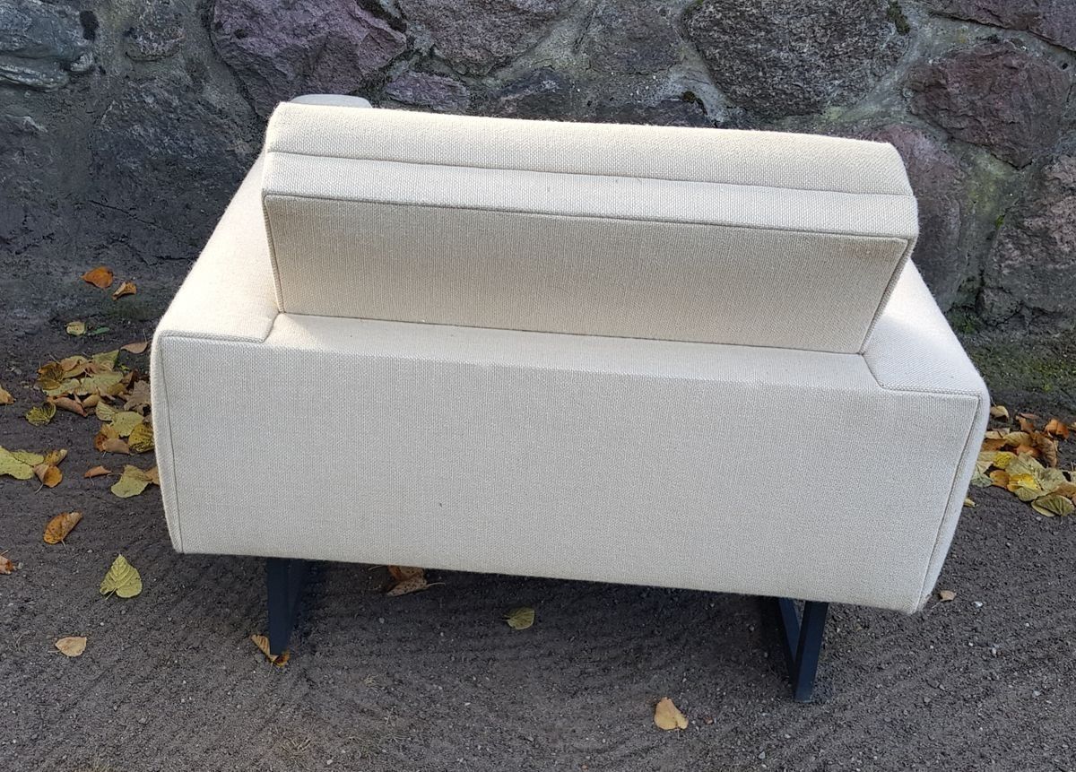 Cubist Club Chair With Wool Fabric On Steel Runners, 1960s photo for sale