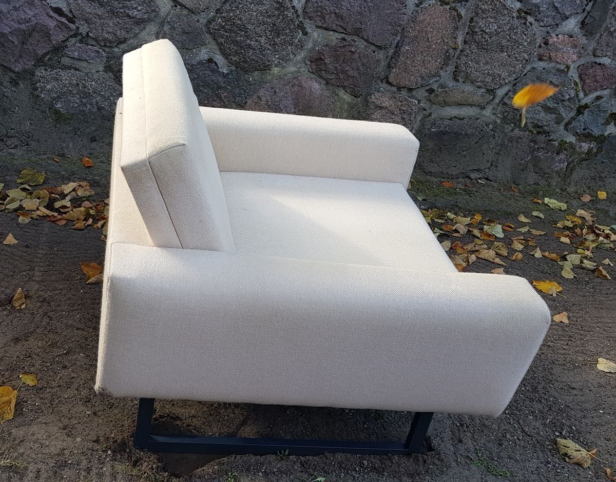 Cubist Club Chair With Wool Fabric On Steel Runners, 1960s photo Furniture