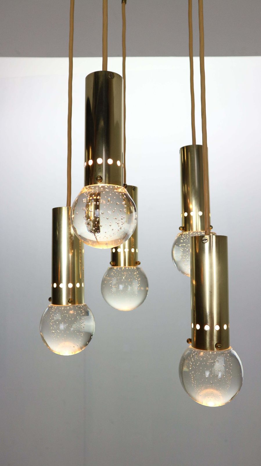 Gino Sarfatti Sp/ 16 For Arteluce Unique Brass Bubble Pendant Lamp, 1950, Italy photo vinterior